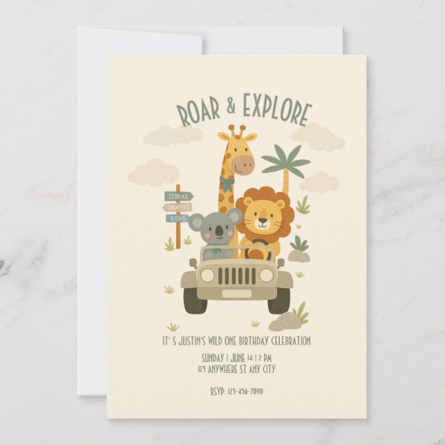 Invitation Roar & Explore – It's a Safari Birthday! (Devant)