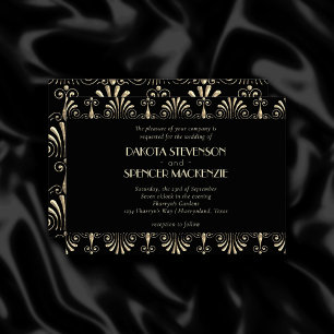 Invitation Roarin 20s Sepia Gold et Black Art Déco Mariage