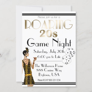 Invitation Roaring 20 Années Jeu Nuit Rétro Or