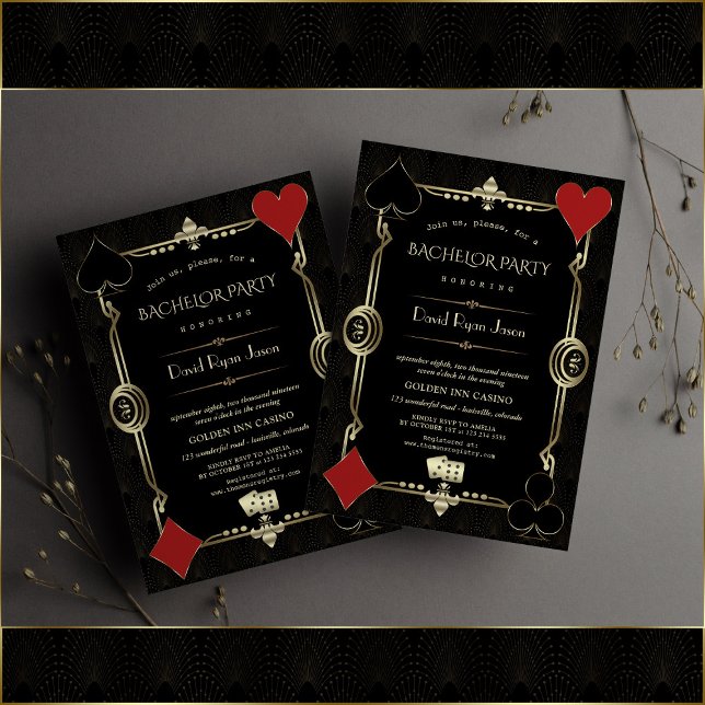 Invitation Roaring 20s Gold Black Great Gatsby Bachelor Party (Créateur téléchargé)