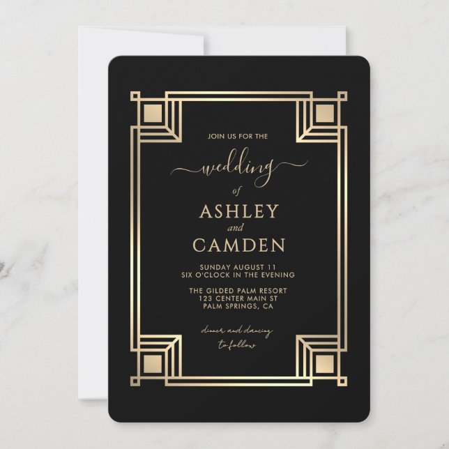 Invitation Roaring 20s Vintage Art Deco Wedding (Devant)