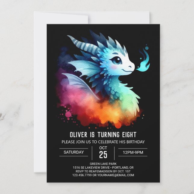 Invitation Roaring Dragon Birthday Personnalisable (Devant)