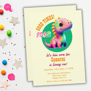 Invitation Roaring Good Times Dinosaur 1er anniversaire fête