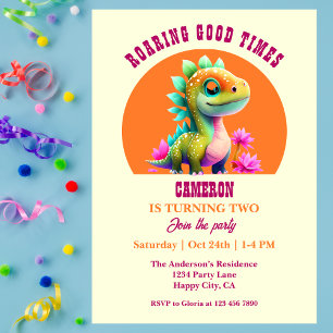 Invitation Roaring Good Times Dinosaur 2e fête d'anniversaire