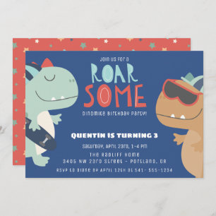 Invitation Roarsome Cool Dinosaur Thème Garçons Fête d'annive