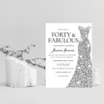 Invitation Robe à étincelles en argent 40 et fabuleux 40e ann<br><div class="desc">Robe à étincelles en argent 40 & Fabulous 40th Birthday Invitation Variations à l'invitation et articles correspondants dans notre magasin</div>