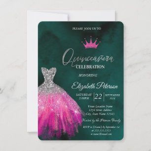 Invitation Robe à paillettes adorable, Diamants Vert Douce 15