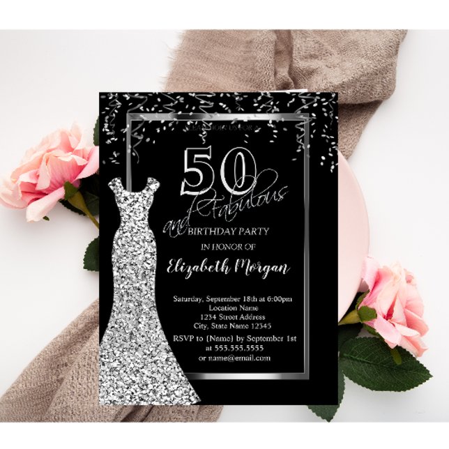 Invitation Robe à Paillettes Argentées 50ème Anniversaire (Créateur téléchargé)