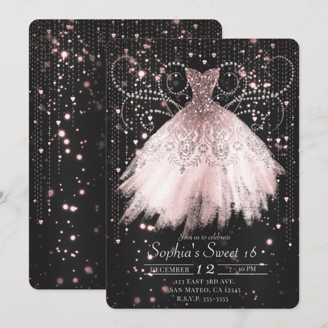 Invitation Robe à paillettes argentées Black Pink pour fête S (Devant / Derrière)