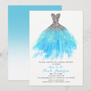 Invitation Robe à paillettes argentées bleu aqua Glam Tenue d