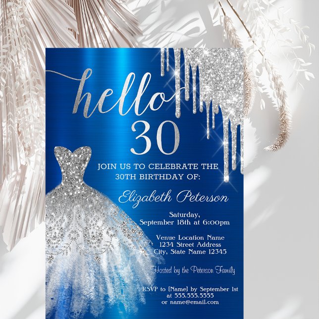Invitation Robe à paillettes argentées bleu métallisé 30th  (Créateur téléchargé)