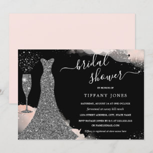 Invitation Robe à paillettes argentées Blush pour la douche d