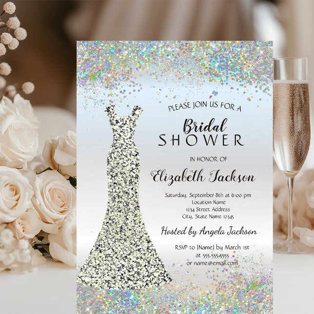 Invitation Robe à paillettes argentées pour la douche de la m (Créateur téléchargé)