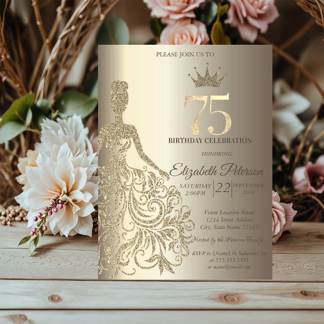 Invitation Robe à paillettes, champagne aux diamants 75e anni (Créateur téléchargé)