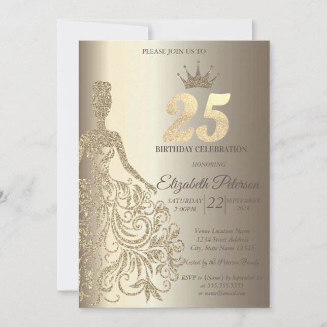 Invitation Robe à paillettes, Champagne Diamants 25e Annivers (Devant)
