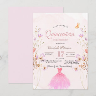 Invitation Robe à paillettes de fleurs sauvages Rose Quincean