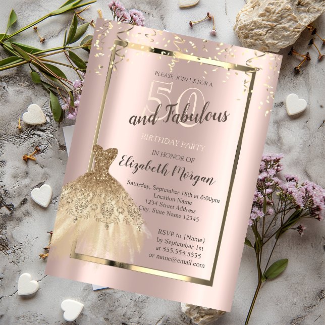 Invitation Robe à paillettes dorées 50e anniversaire  (Créateur téléchargé)