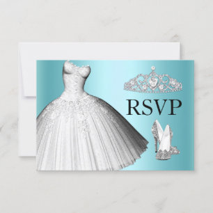 Invitation Robe à paillettes et talons Quinceanera RSVP