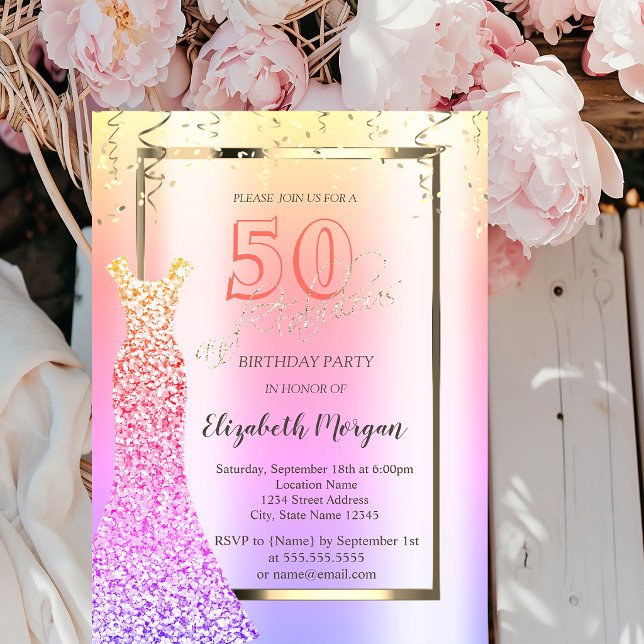 Invitation Robe à paillettes Ombre 50e anniversaire  (Créateur téléchargé)