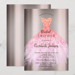 Invitation Robe à paillettes ombrées chic, douche de mariée