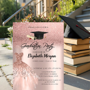Invitation Robe à paillettes Rose Gold Casquette de fin d'étu