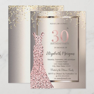 Invitation Robe à paillettes Rose Gold Ivory 30e Anniversaire