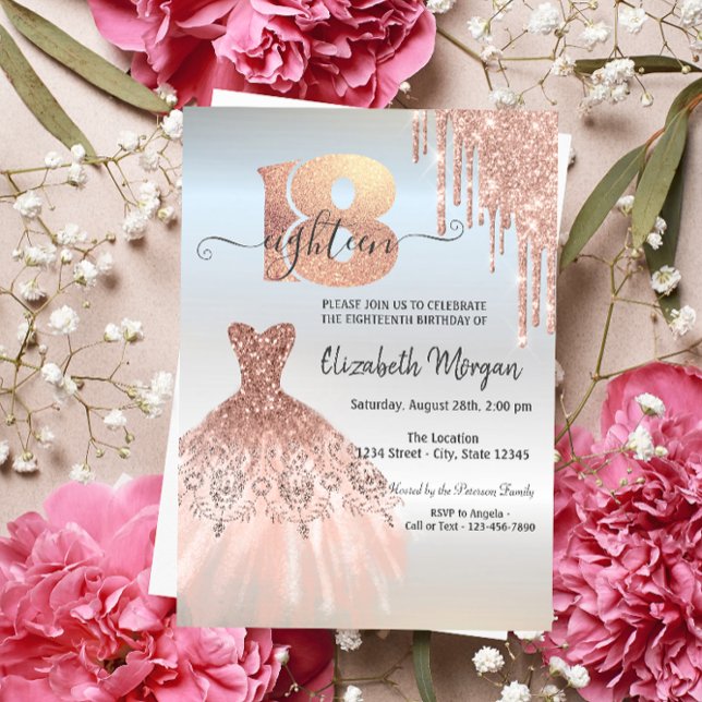Invitation Robe à paillettes Rose Gold pour 18 ans  (Créateur téléchargé)