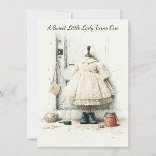 Invitation Robe à volants Shabby Chic et parfum 1er anniversa