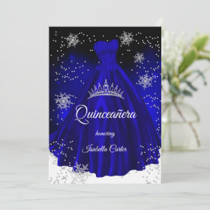 Invitation Robe argentée flocon de neige bleu royal pour Quin