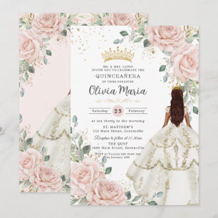 Invitation Robe blanche floue princesse Gown Quinceañera