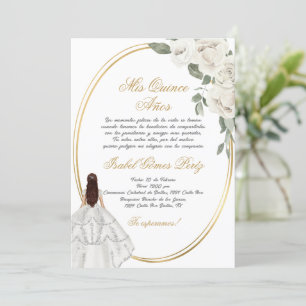 Invitation Robe blanche silhouette Quinceanera