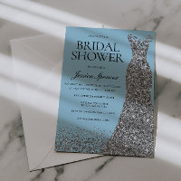 Robe bleu clair et argentée pour la douche de la m