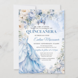 Invitation Robe bleu et ivoire bleu princesse bleue