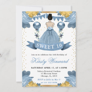 Invitation Robe Bleu Poussiéreux Cheveux Bruns Princesse Douc