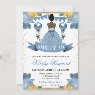 Invitation Robe Bleu Poussiéreux Princesse Peau Noire Sweet 1