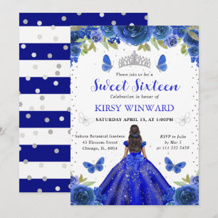 Invitation Robe Bleu Royal Peau Noire Princesse Douze Ans