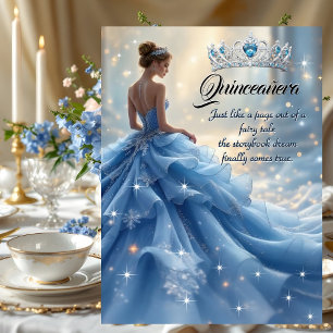 Invitation Robe Bleue Argentée de Cinderella pour Anniversair