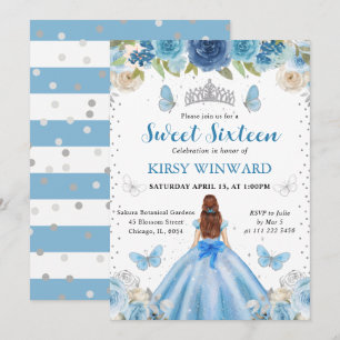 Invitation Robe Bleue Clair Princesse aux Cheveux Rouges Douc