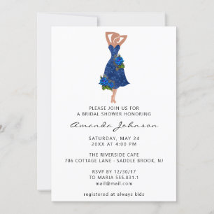 Invitation Robe Bleue Douce 16e Fête des mariées Blanc