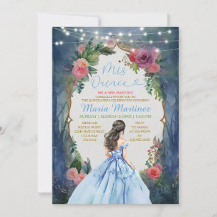 Invitation Robe bleue Dusty Forêt foncée Floral Mis Quince