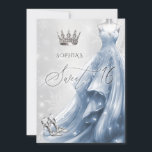 Invitation Robe bleue Dusty Snowflakes Winter Sweet 16<br><div class="desc">Robe bleu argenté Snowflakes Winter Sweet 16 Invitation</div>