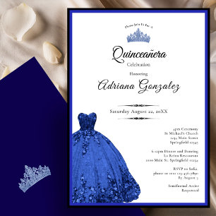 Invitation Robe bleue élégante 15e anniversaire Quinceanera