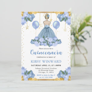 Invitation Robe Bleue Poussiéreuse Cheveux Blonds Princesse Q