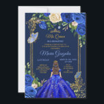 Invitation Robe Bleue Royale Mis Quince 15e anniversaire de f<br><div class="desc">Robe Bleue Royale Quinceañera 15e Fille Anniversaire arrière - plan de la Marine Invitation Mis Quince Anos,  15e Anniversaire, </div>