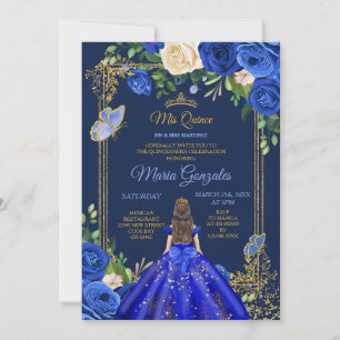 Invitation Robe Bleue Royale Mis Quince 15e anniversaire de f