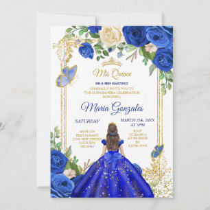 Invitation Robe Bleue Royale Quinceanera 15e anniversaire de