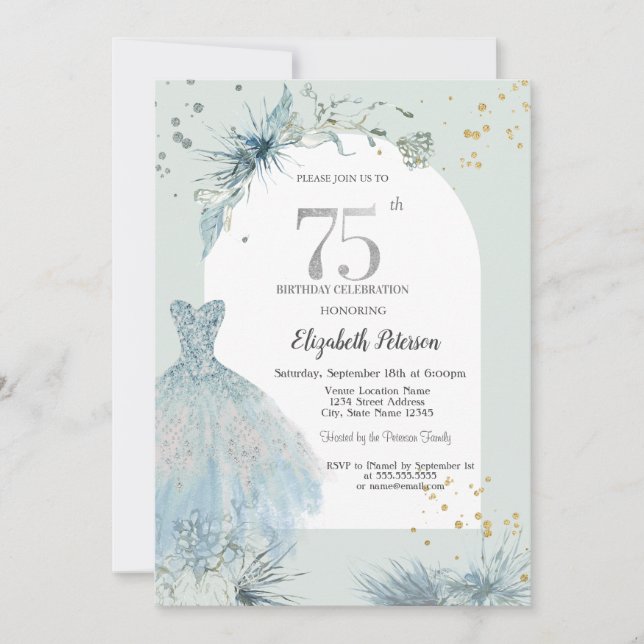 Invitation Robe chic 75e anniversaire d'hiver  (Devant)