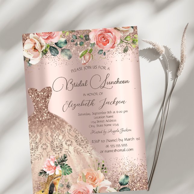 Invitation Robe chic,Confettis,Talon haut,Roses  (Créateur téléchargé)