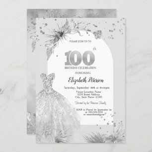 Invitation Robe chic gris d'hiver 100e anniversaire