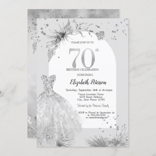 Invitation Robe chic Hiver gris 70e anniversaire